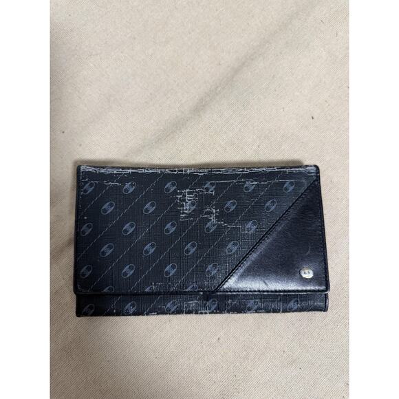 Vintage Gucci Wallet Womens One Size Black Leather Canvas Logo Trifold Italy - Picture 2 of 14